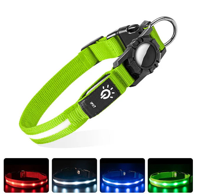 Calm Clean Companion Glow AirTag Collar