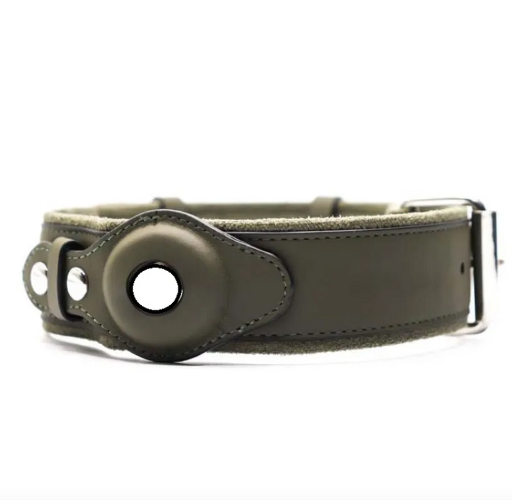 Calm Clean Companion Leather AirTag Collar