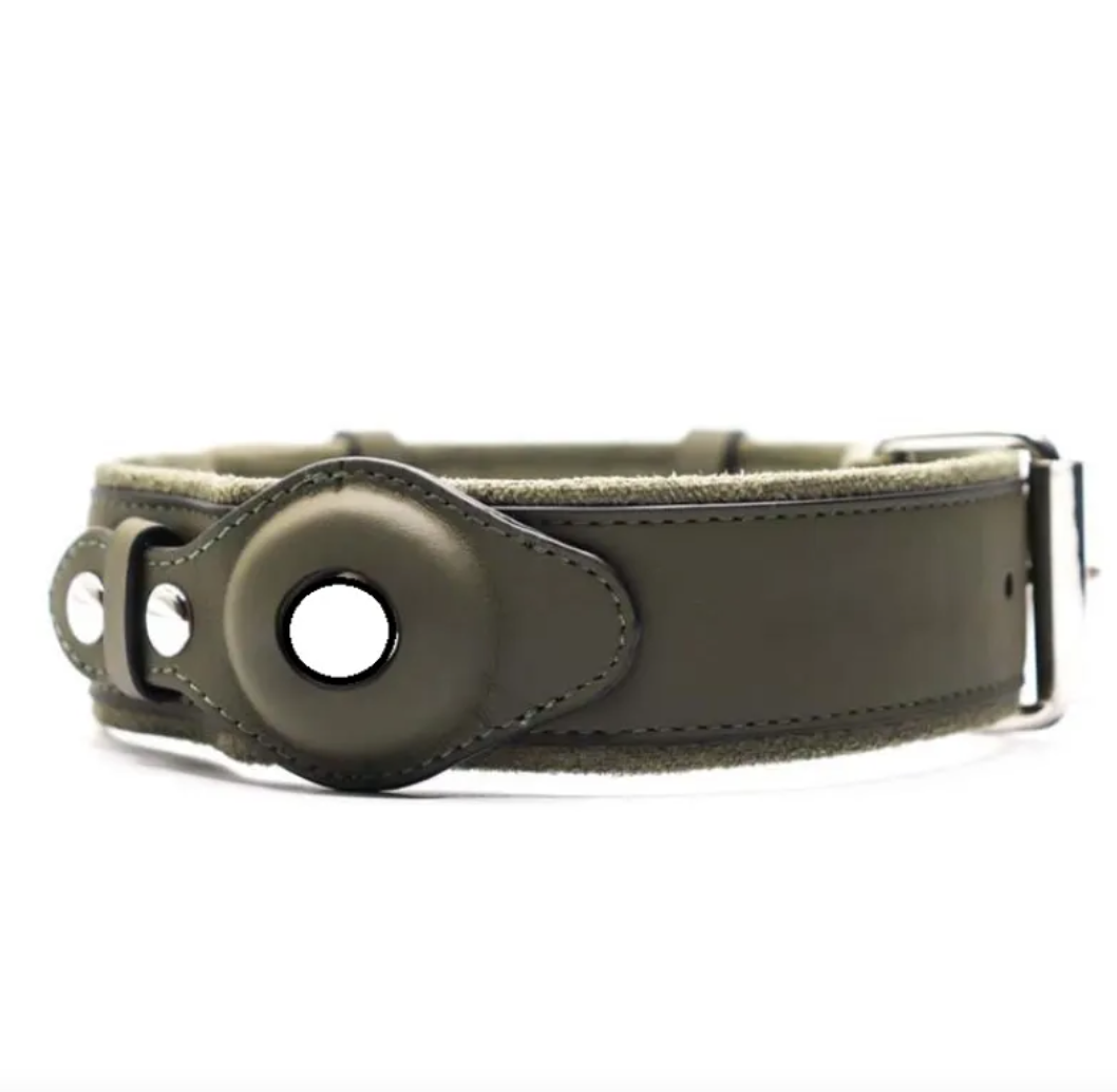 Calm Clean Companion Leather AirTag Collar