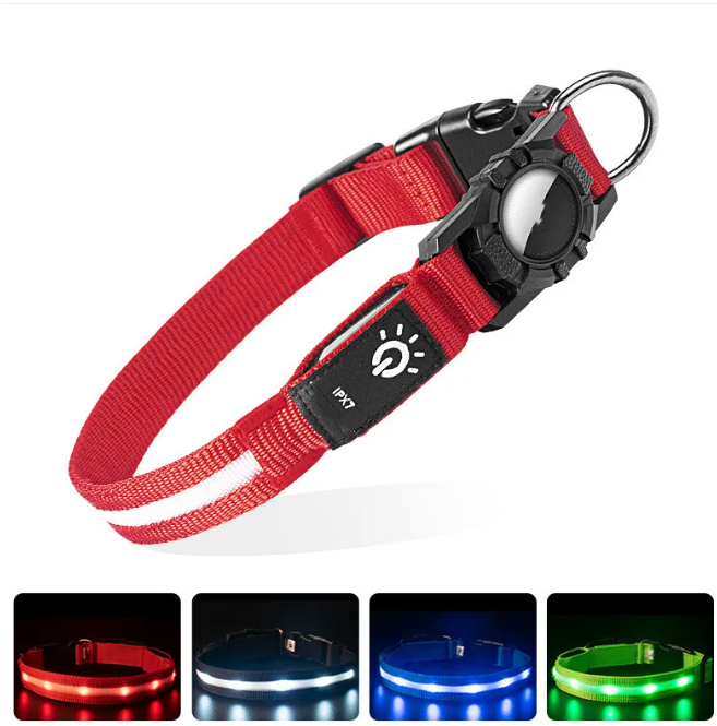 Calm Clean Companion Glow AirTag Collar