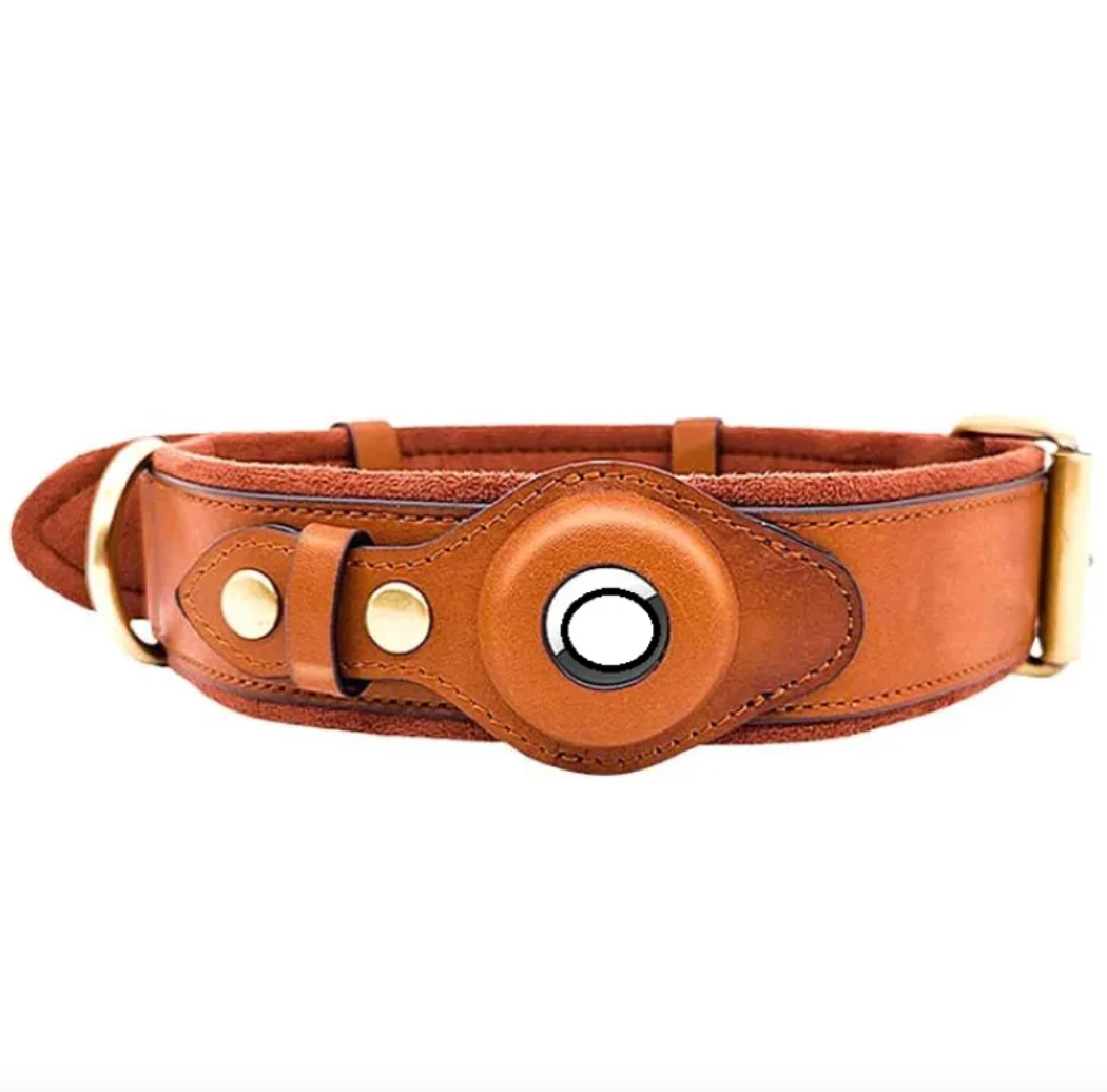 Calm Clean Companion Leather AirTag Collar