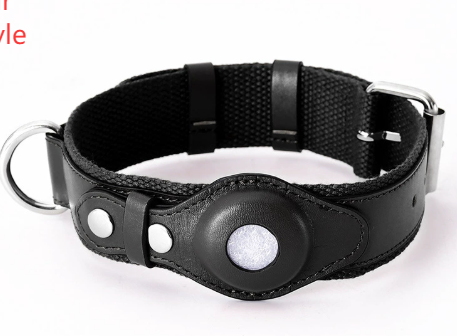 Calm Clean Companion Leather AirTag Collar
