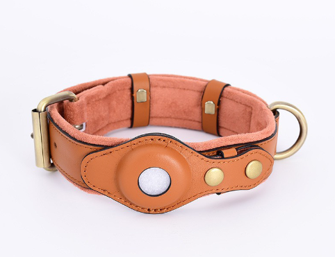 Calm Clean Companion Leather AirTag Collar